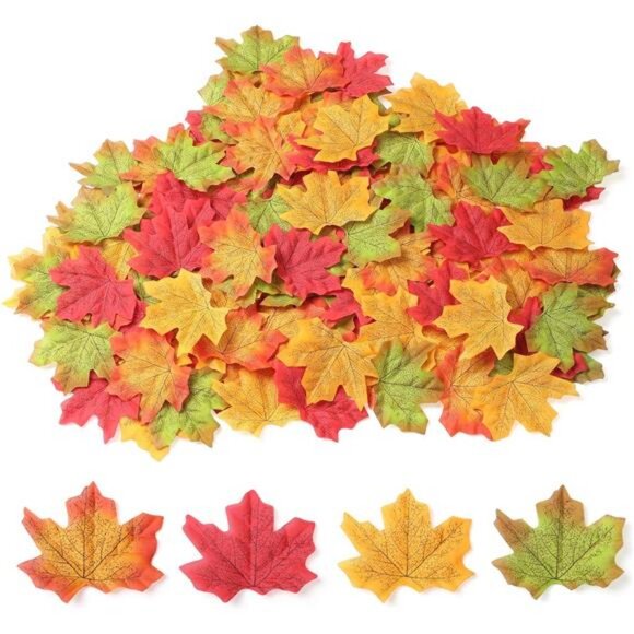 400PC Fake Fall Leaves Autumn Fall Decor Maple Leaf for Wedding Party - Picture 1 of 7
